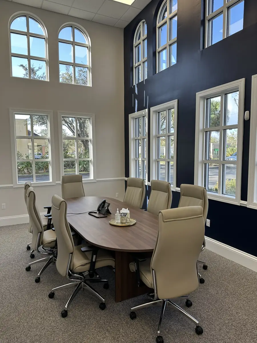 Bank conference room with a full-height window wall