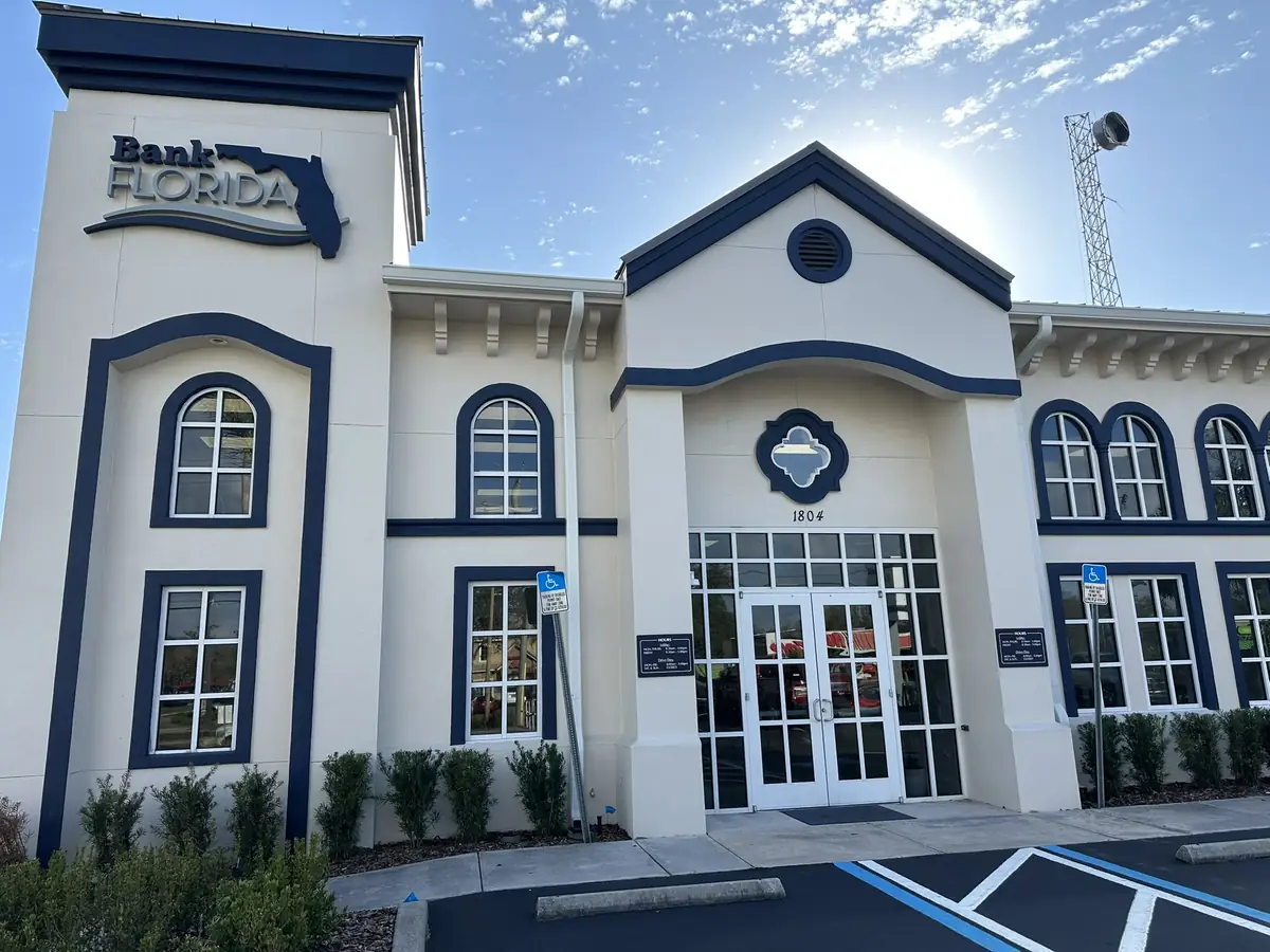 Completed bank building exterior