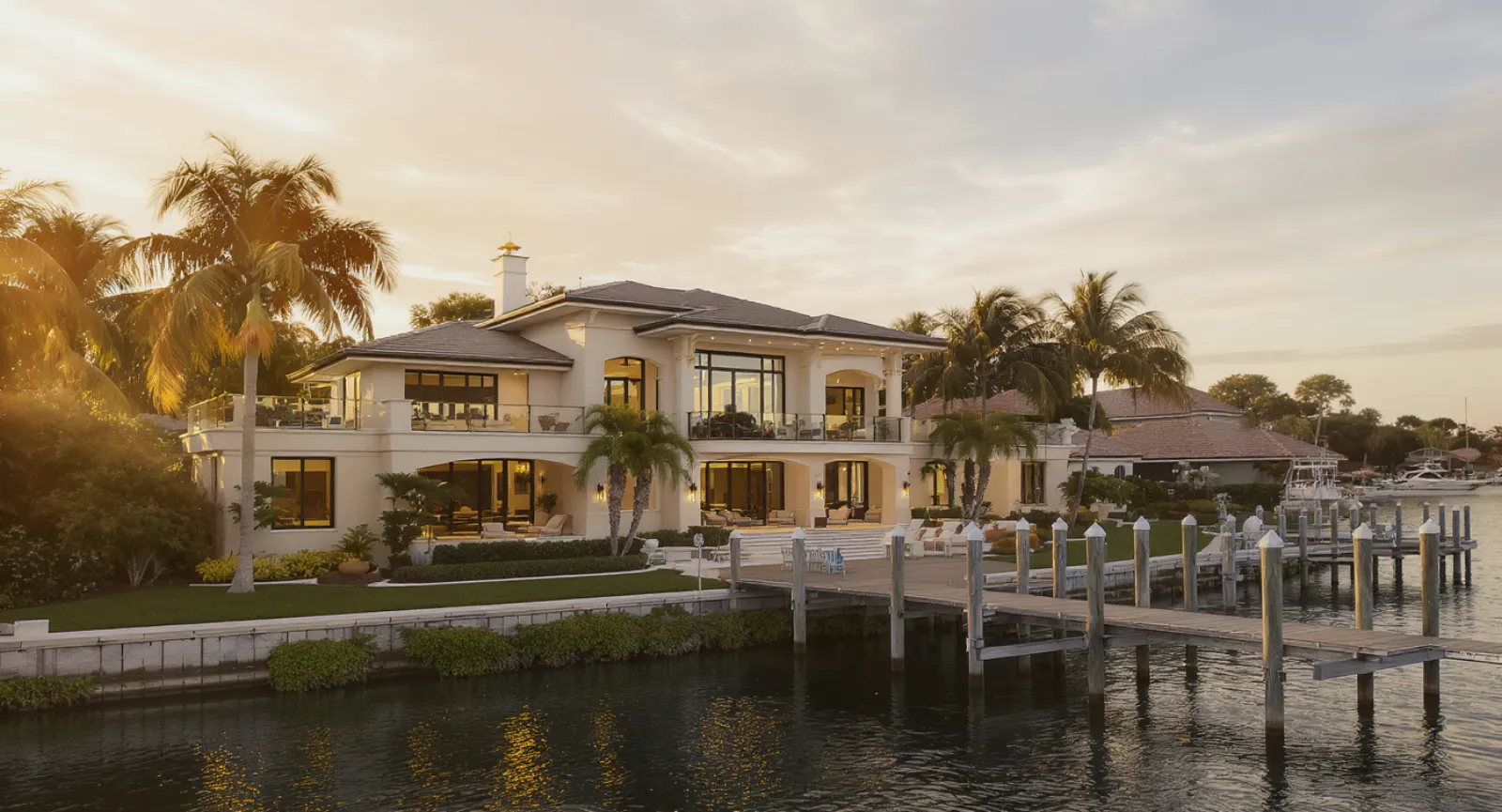 A waterfront Tampa Bay custom home with a private dock